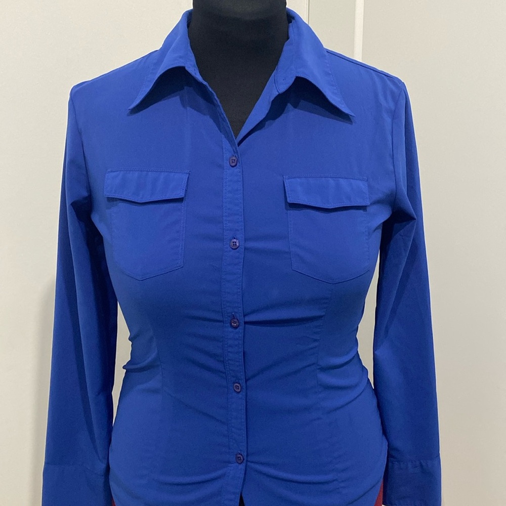 Express Long Sleeve Button Up Collared Stretch Sh… - image 1